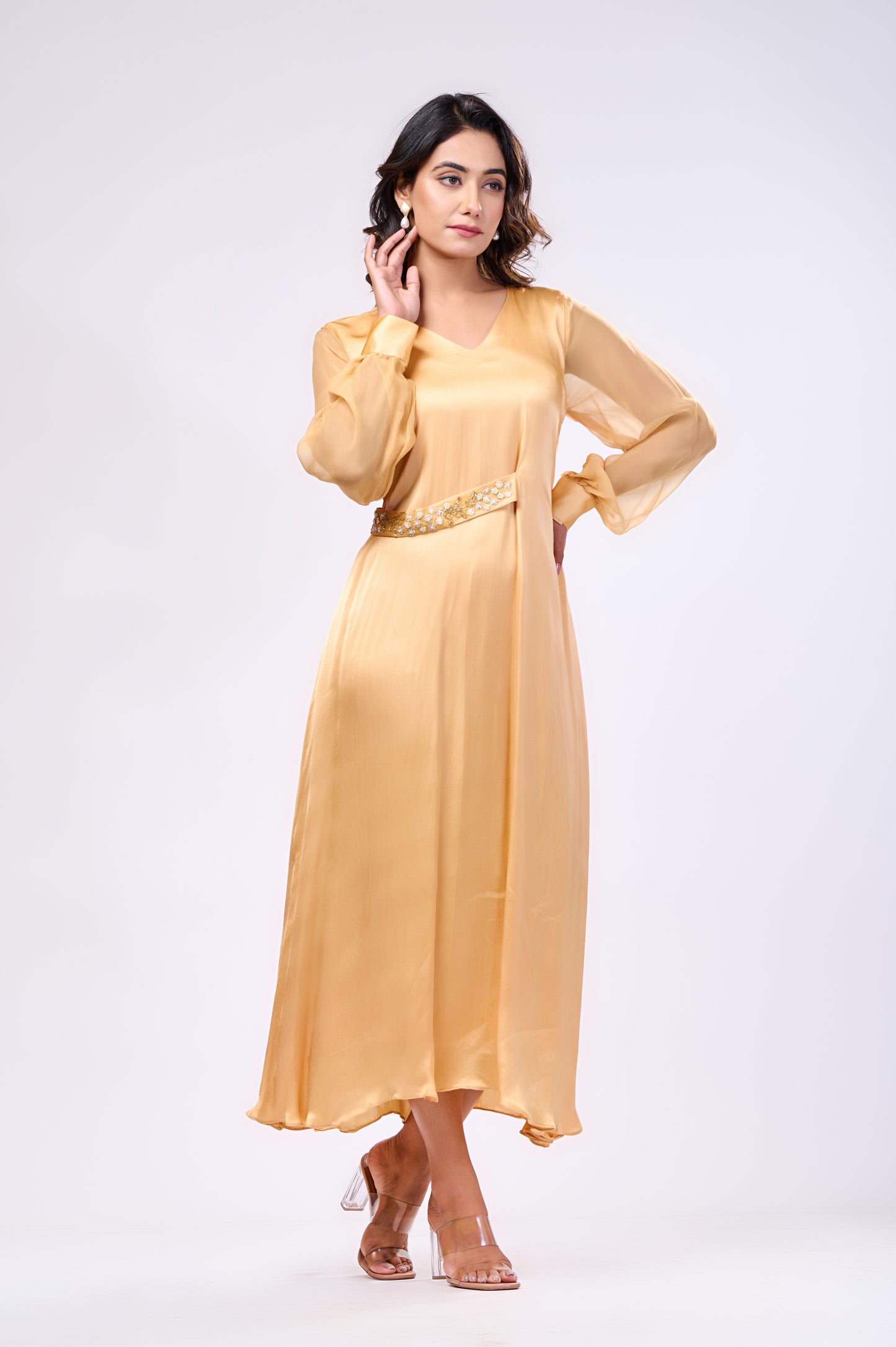 A-LINE SATIN MIDDI