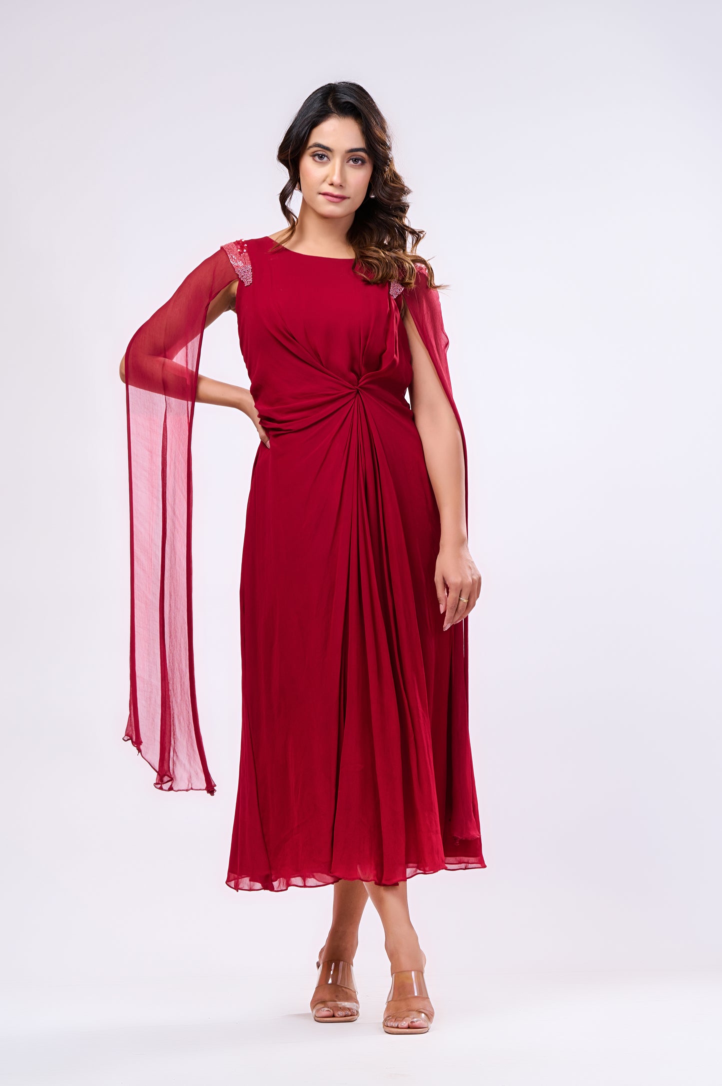 A-LINE DRAPED MIDDI