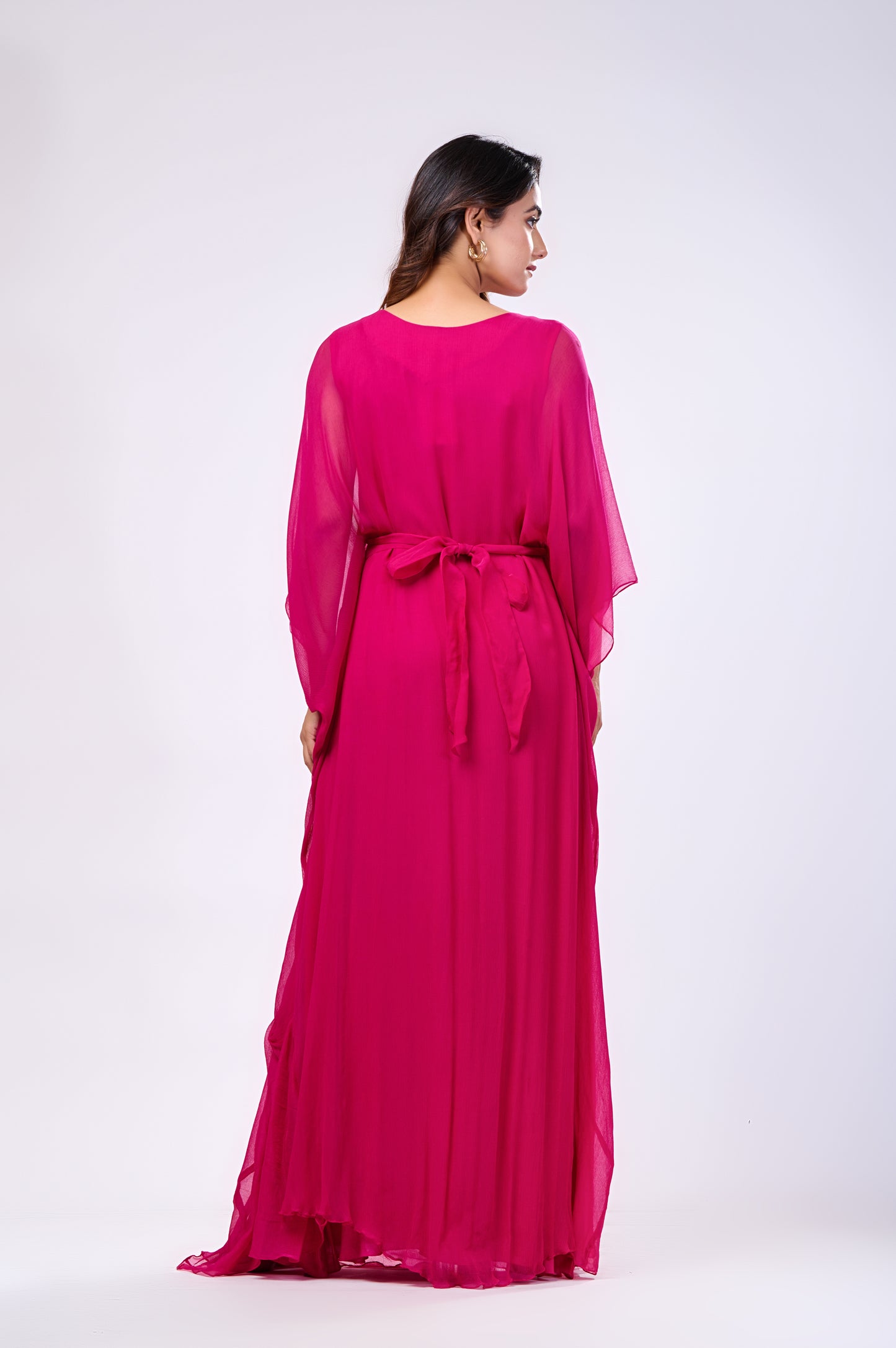 MAGENTA COWL DRESS