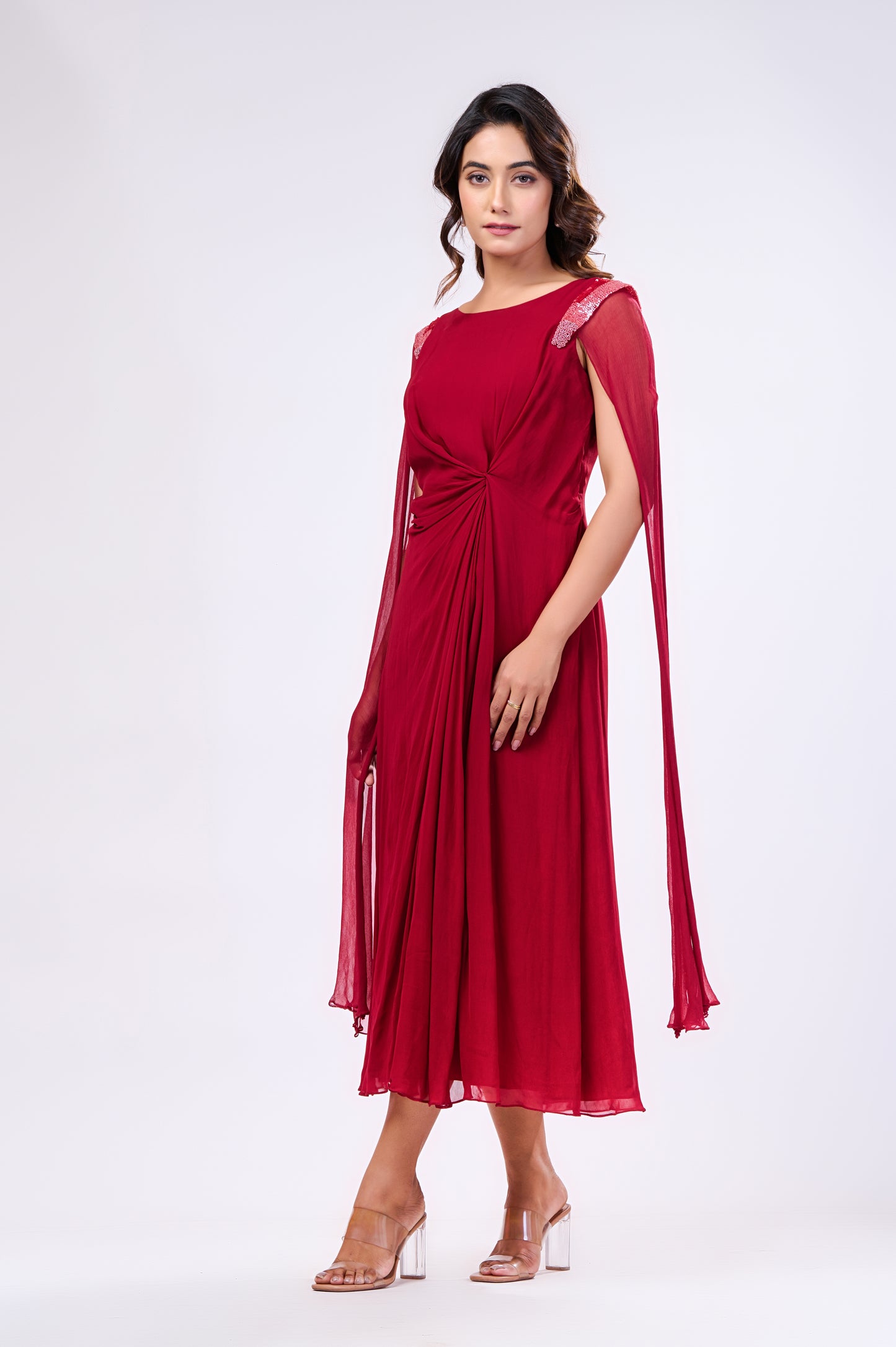 A-LINE DRAPED MIDDI