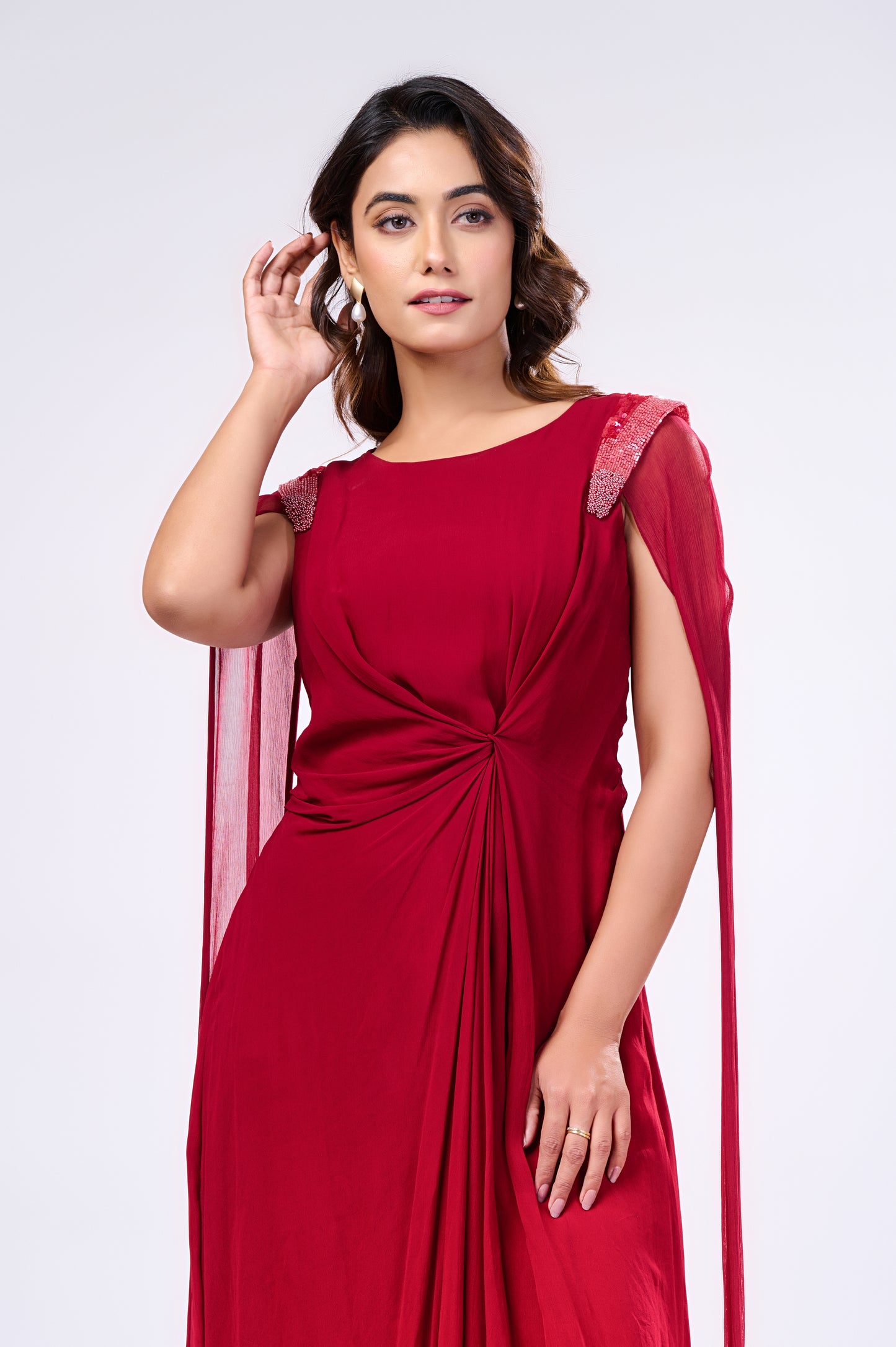 A-LINE DRAPED MIDDI