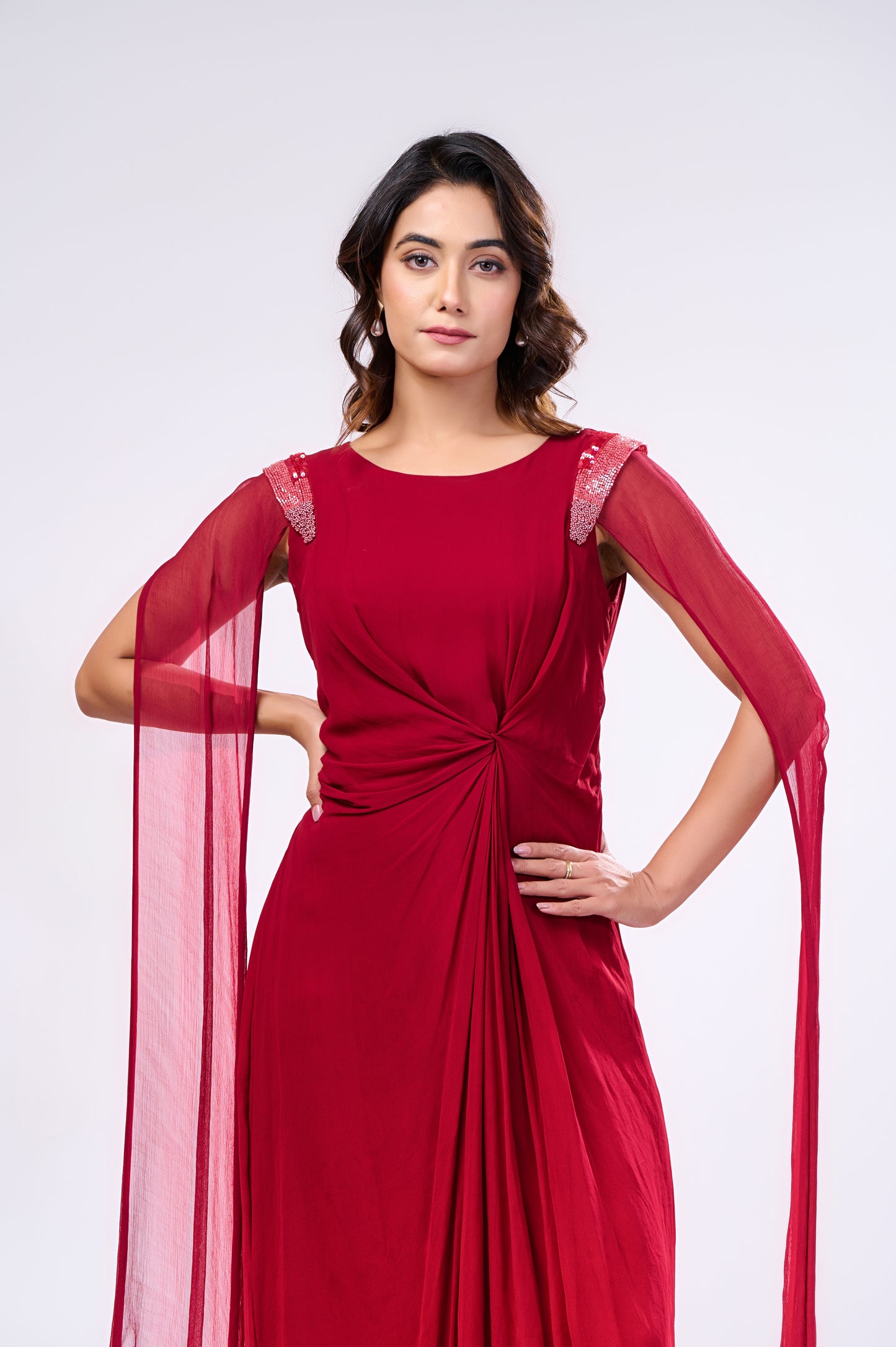 A-LINE DRAPED MIDDI