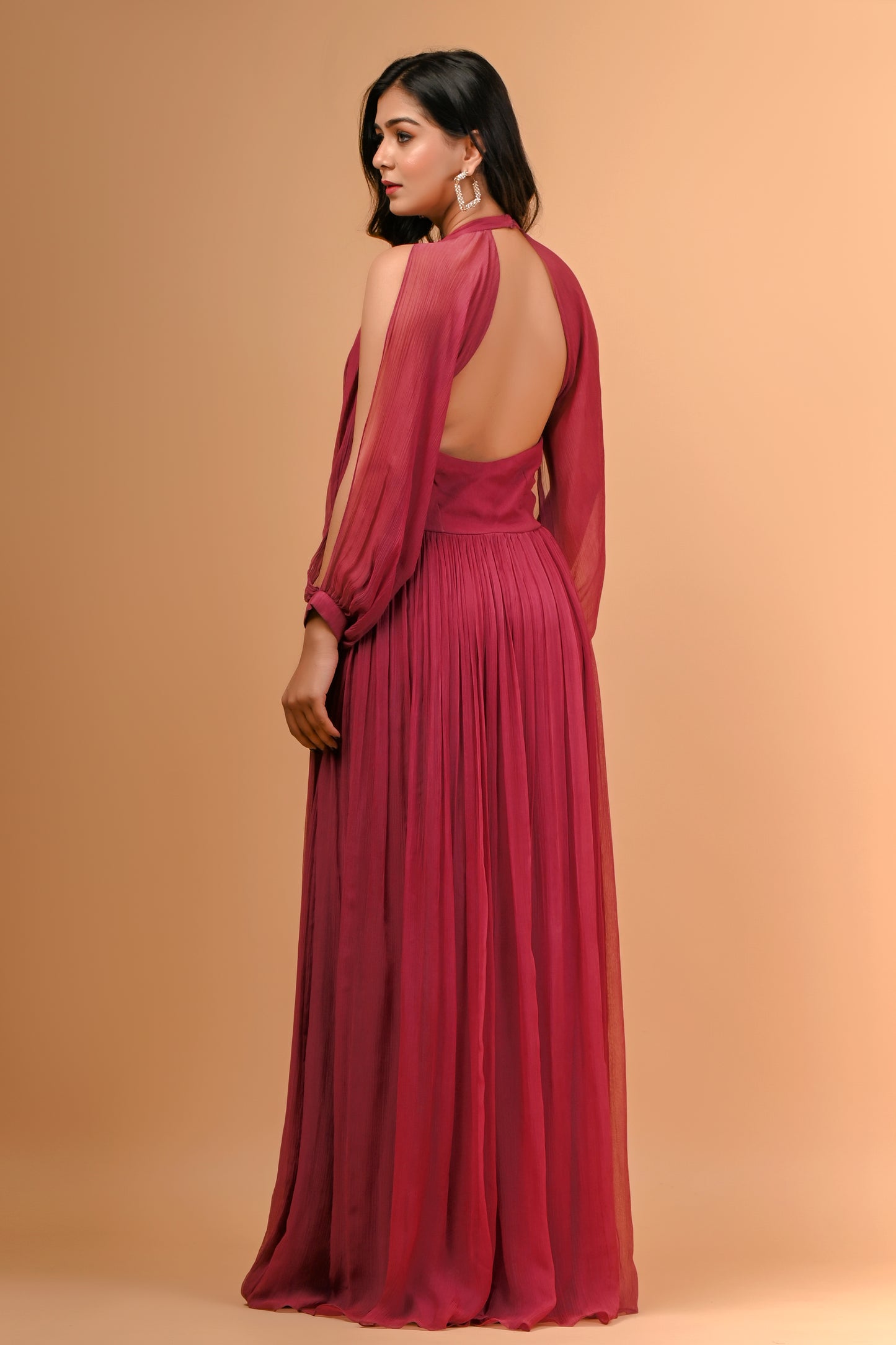 CHIFFON GATHERED GOWN