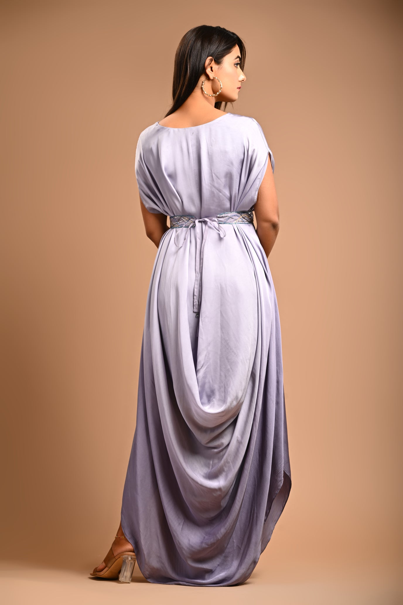 Ombre Drape Cowl Dress