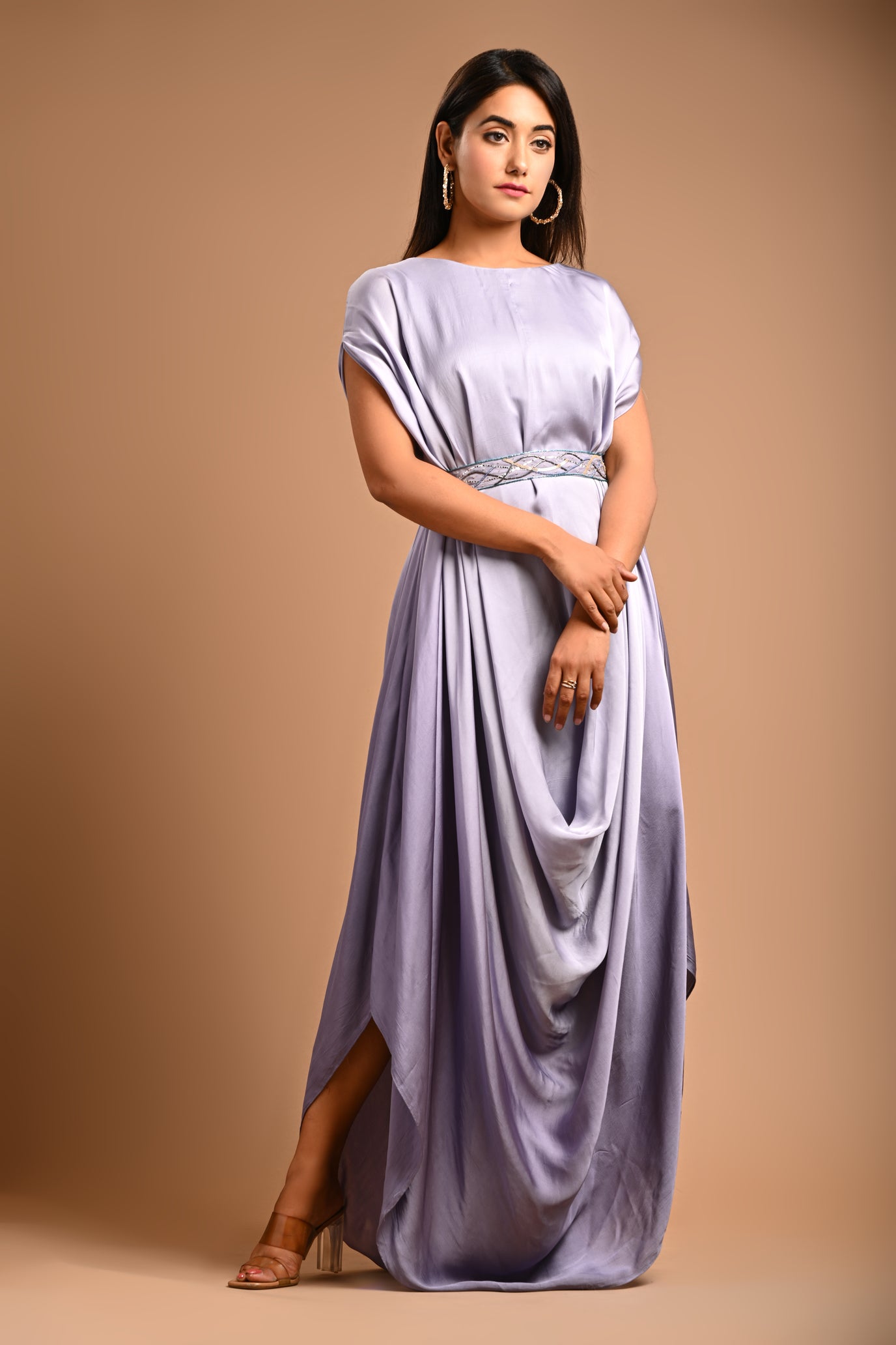 Ombre Drape Cowl Dress