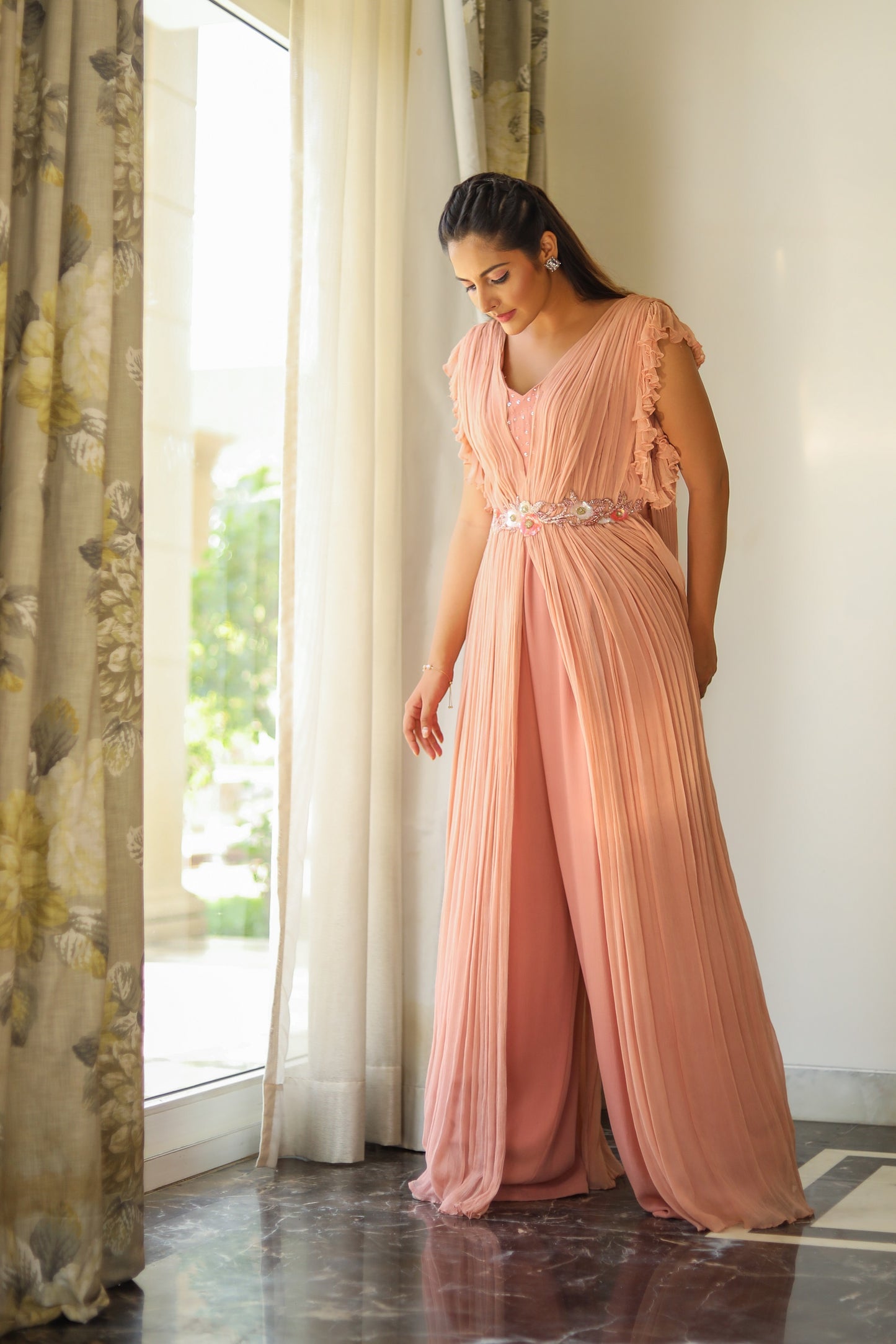 Pink And Peach Layered Jumpsuit