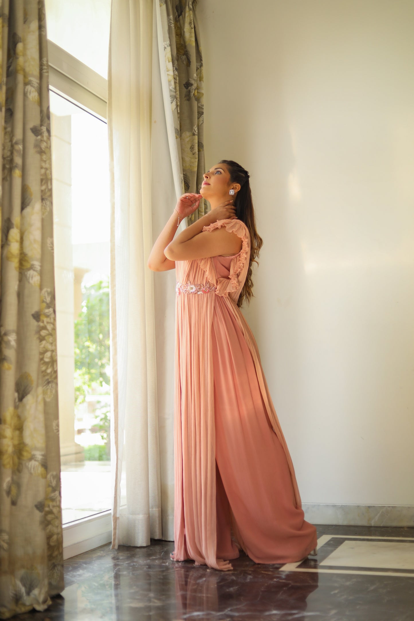 Pink And Peach Layered Jumpsuit