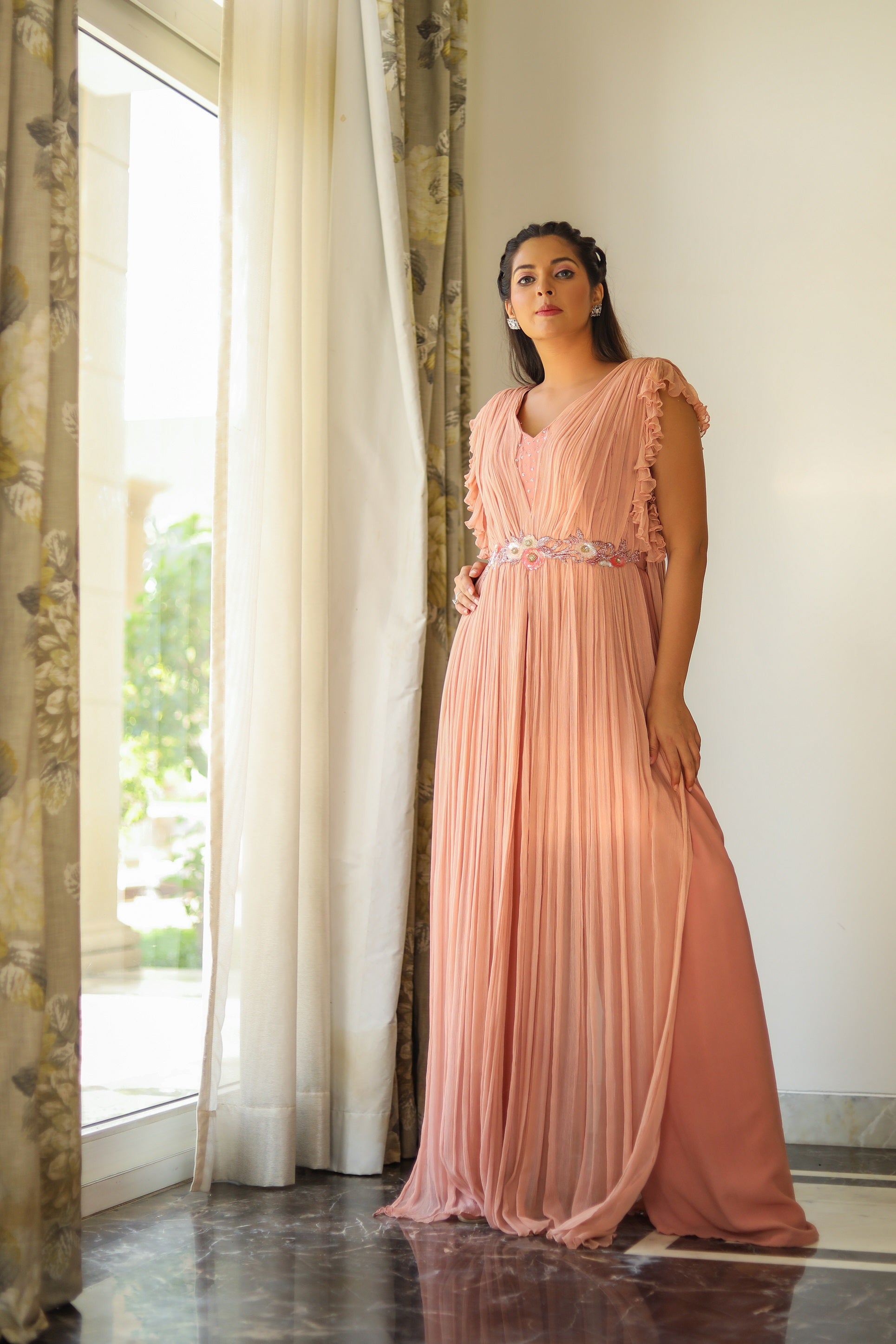 Pink And Peach Layered Jumpsuit