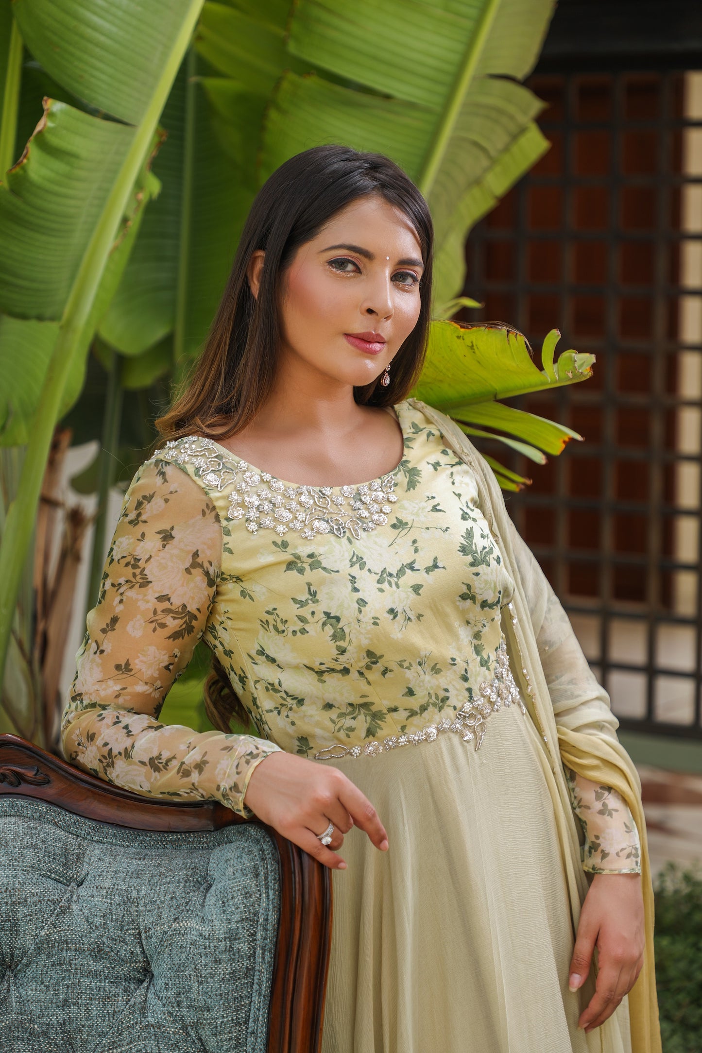 Floral Yoke With Circular Anarkali Gown With Dupatta