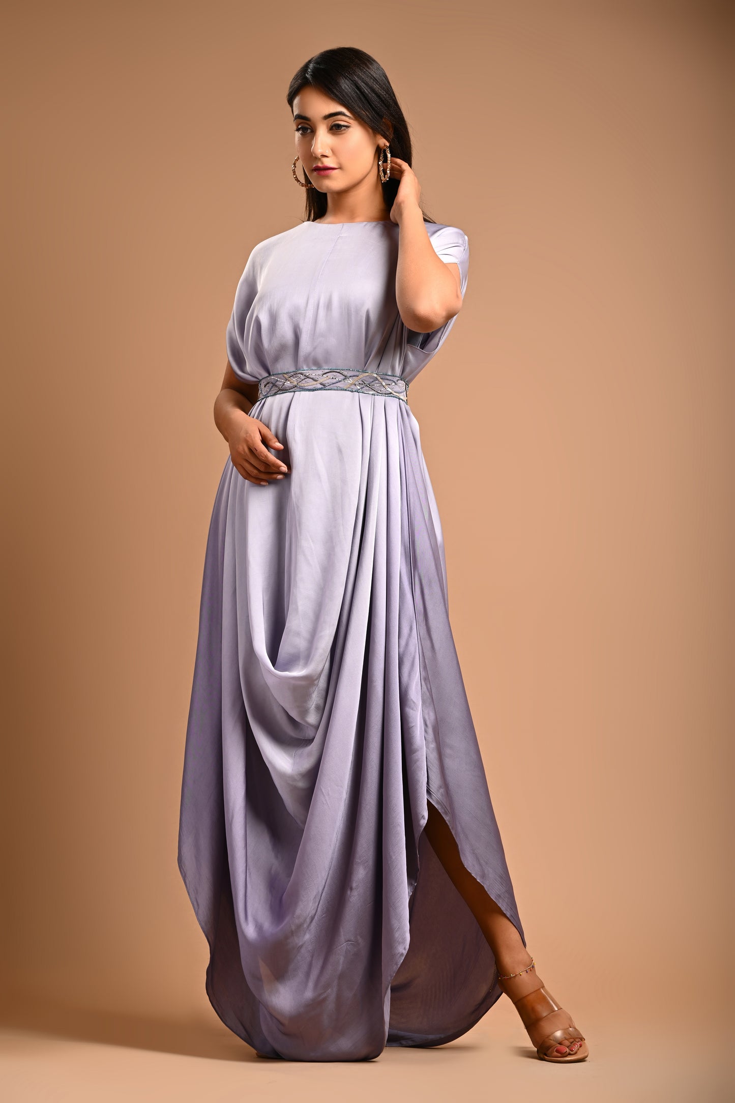 Ombre Drape Cowl Dress