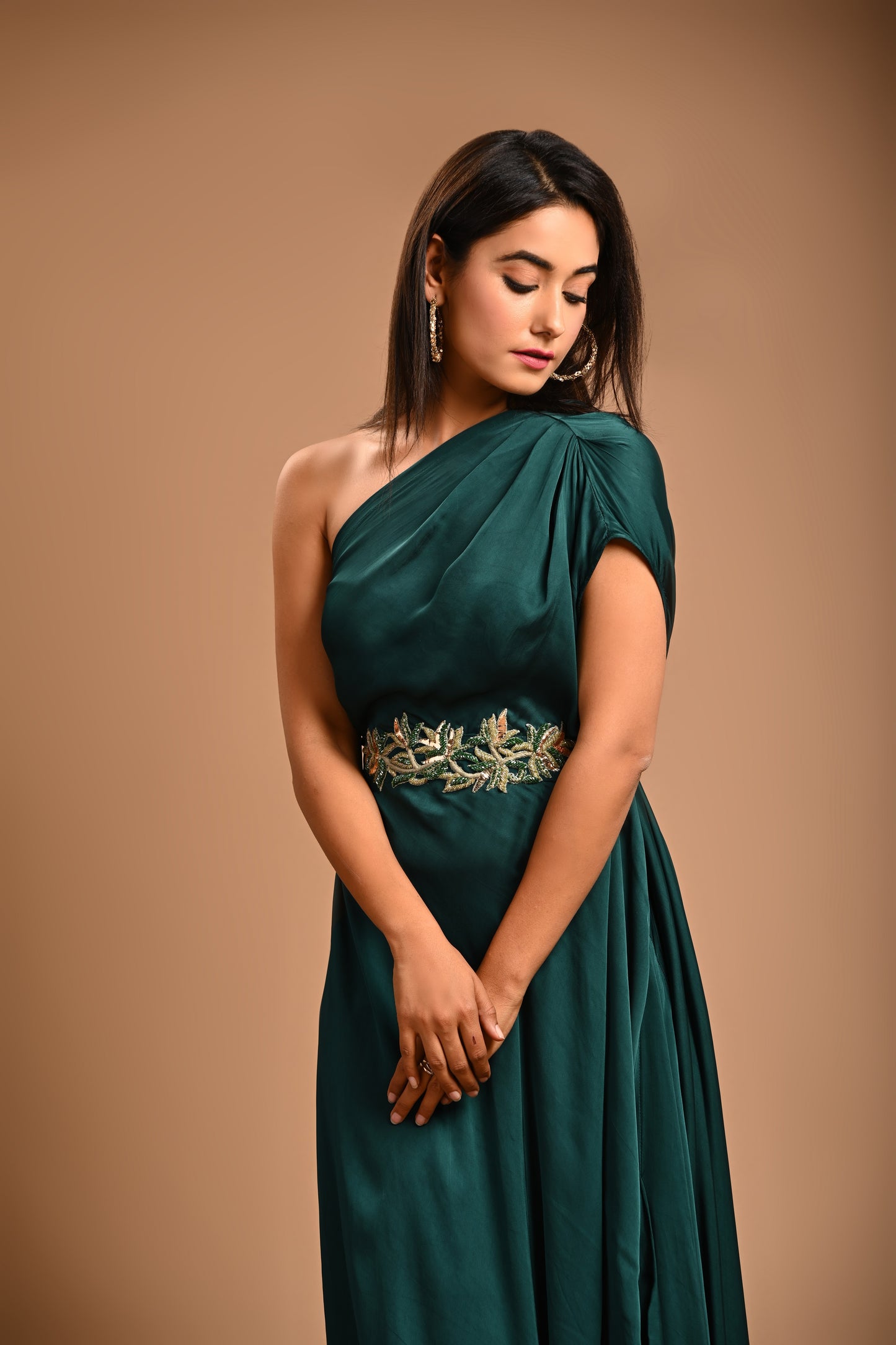 One Shoulder Drape Dress