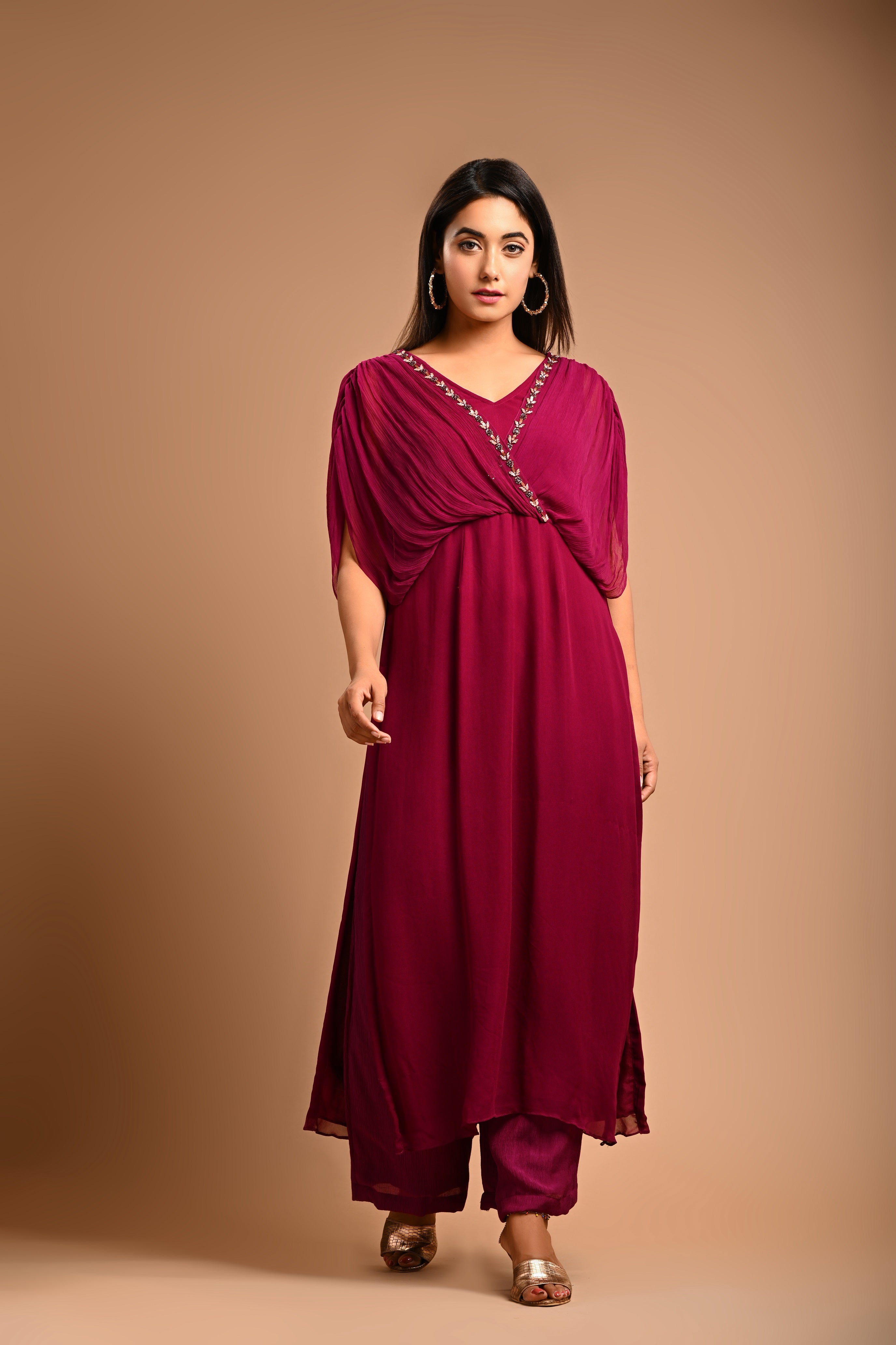 Straight Kurta With Cowl And Straight Fit Pant