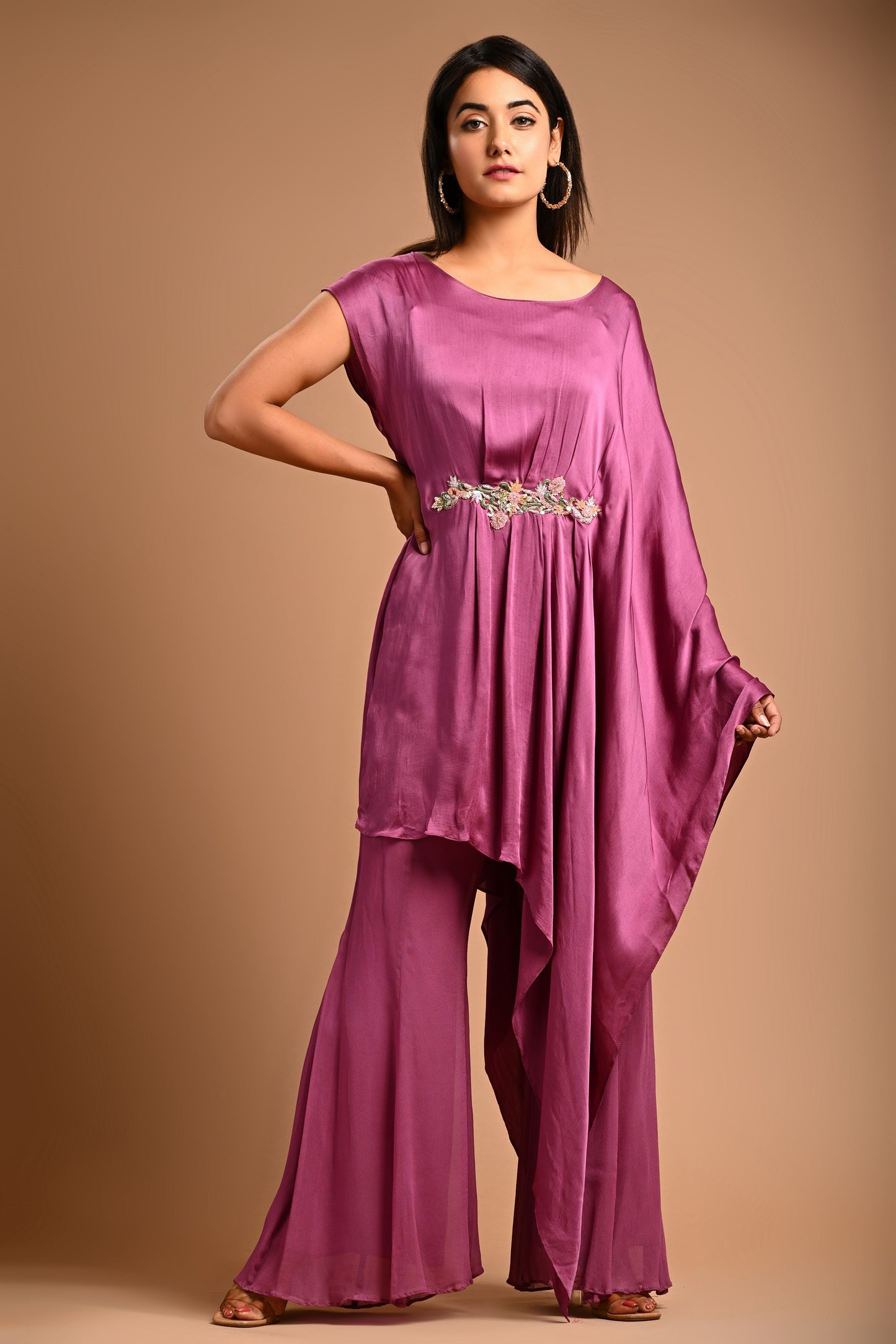 Drape Top With Bootcut Pant